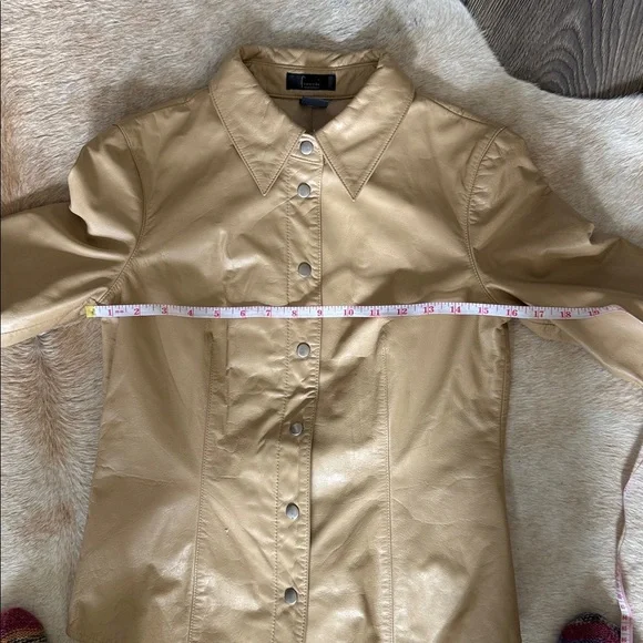 Frenchi Beige genuine Leather shirt Jacket shacket size small - Picture 6 of 11